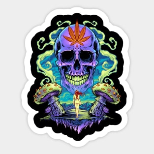 Purple Cannabis Skull Sticker